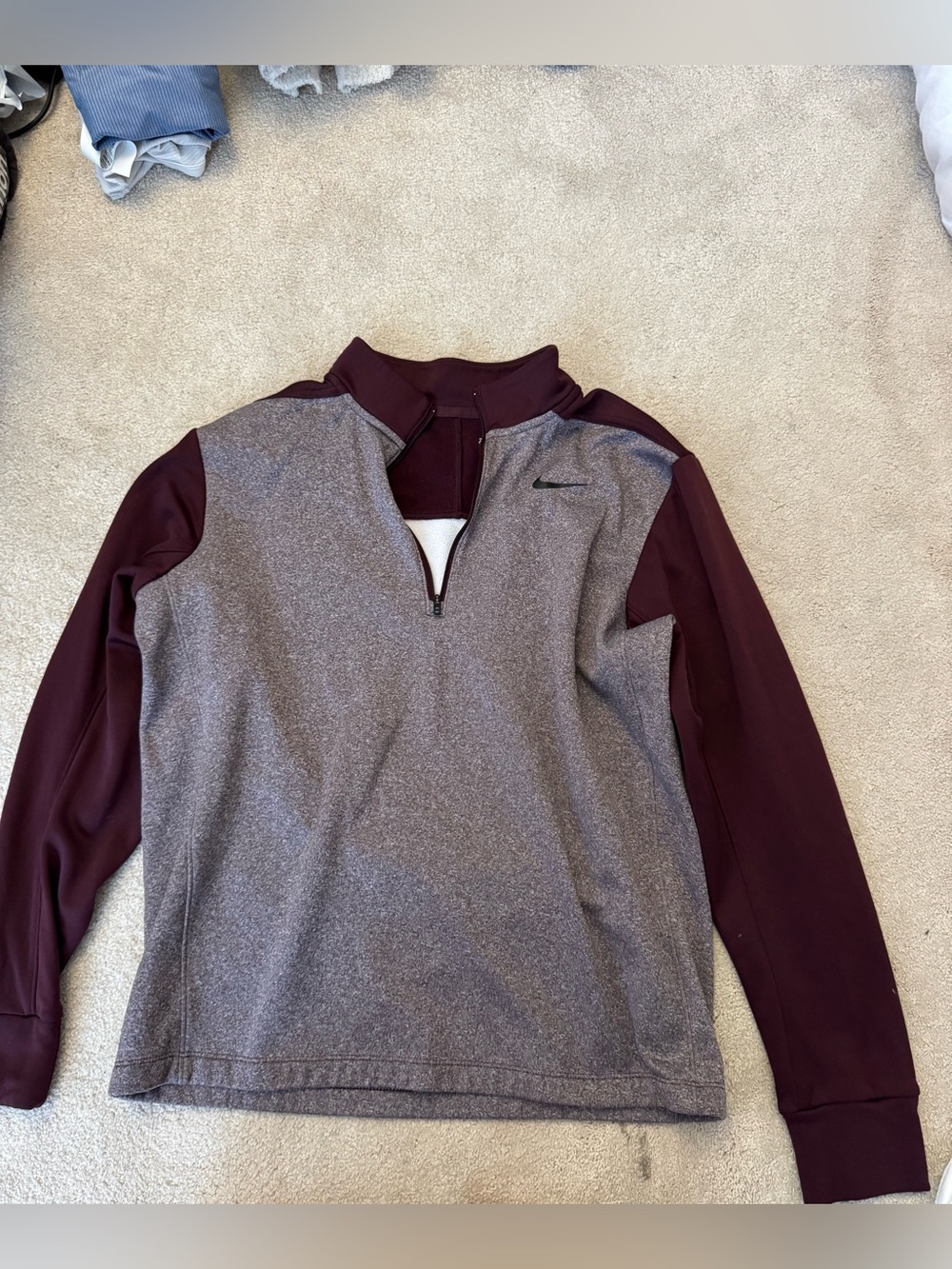 Nike Men’s Maroon and Gray Half-Zip Athletic Pullover